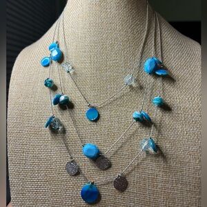 Chic Blue and Silver Multi-Layer Necklace